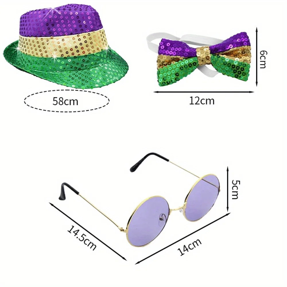 Kit Carnaval Conjunto de chapéu feminino reversível novo chapéu de carnaval e óculos