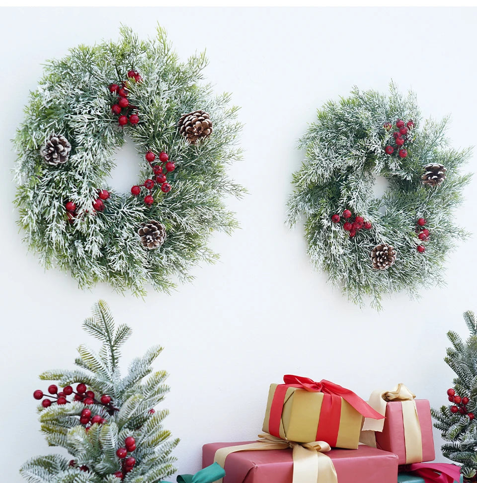 Guirlanda de Natal artificial corona decoração de guirlanda de Natal de plástico decorada