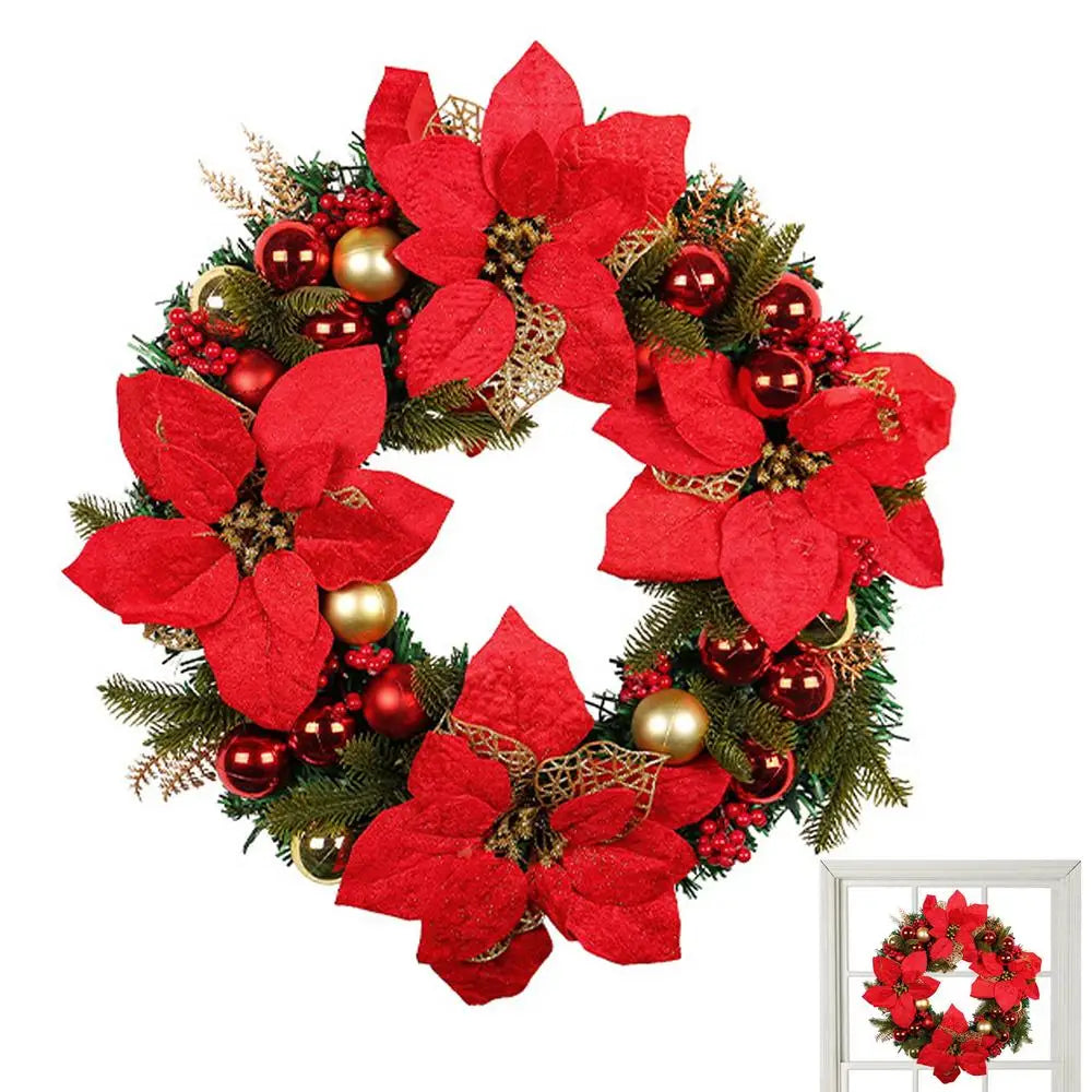 Guirlanda de Natal Vermelho Verde 15.75 polegadas para Decoração de e Mesa, Flor grande