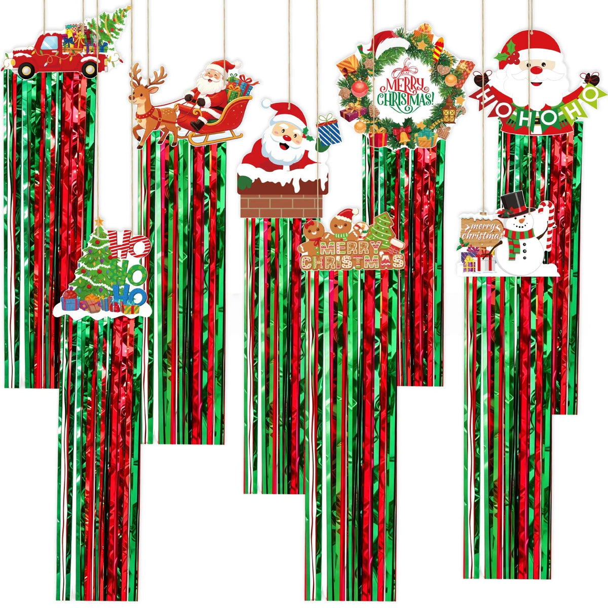 kit de Decoração Pingente Teto Fitas Metal Alumínio Pendente de Natal com Franjas Metalizadas
