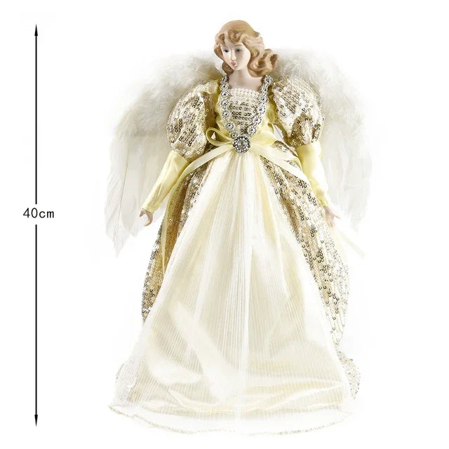 Anjo decorativo para árvore de natal enfeite de árvore de anjo Natal de 40,64cm com asas