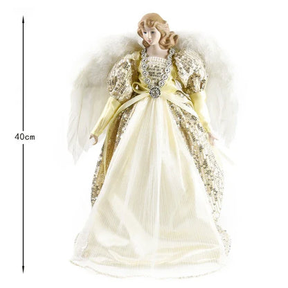 Anjo decorativo para árvore de natal enfeite de árvore de anjo Natal de 40,64cm com asas