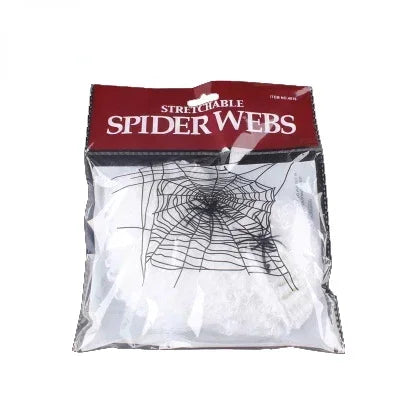 Teia de Aranha Esticável com 2 Aranhas Decorativas para Halloween
