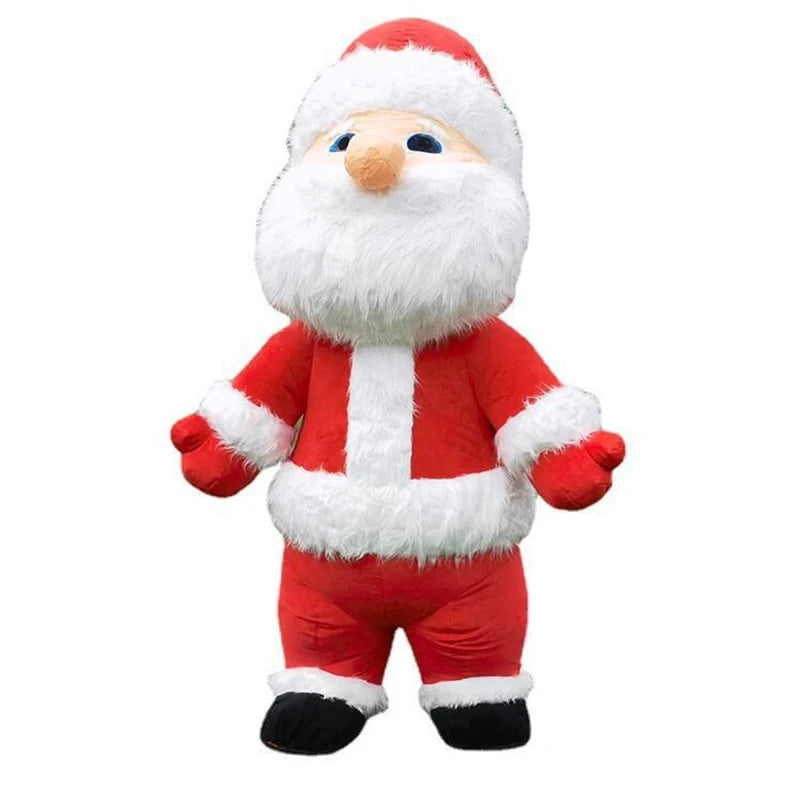Fantasia Inflável Papai Noel Pelúcia e Raje Inflável Boneco de Neve Adulto