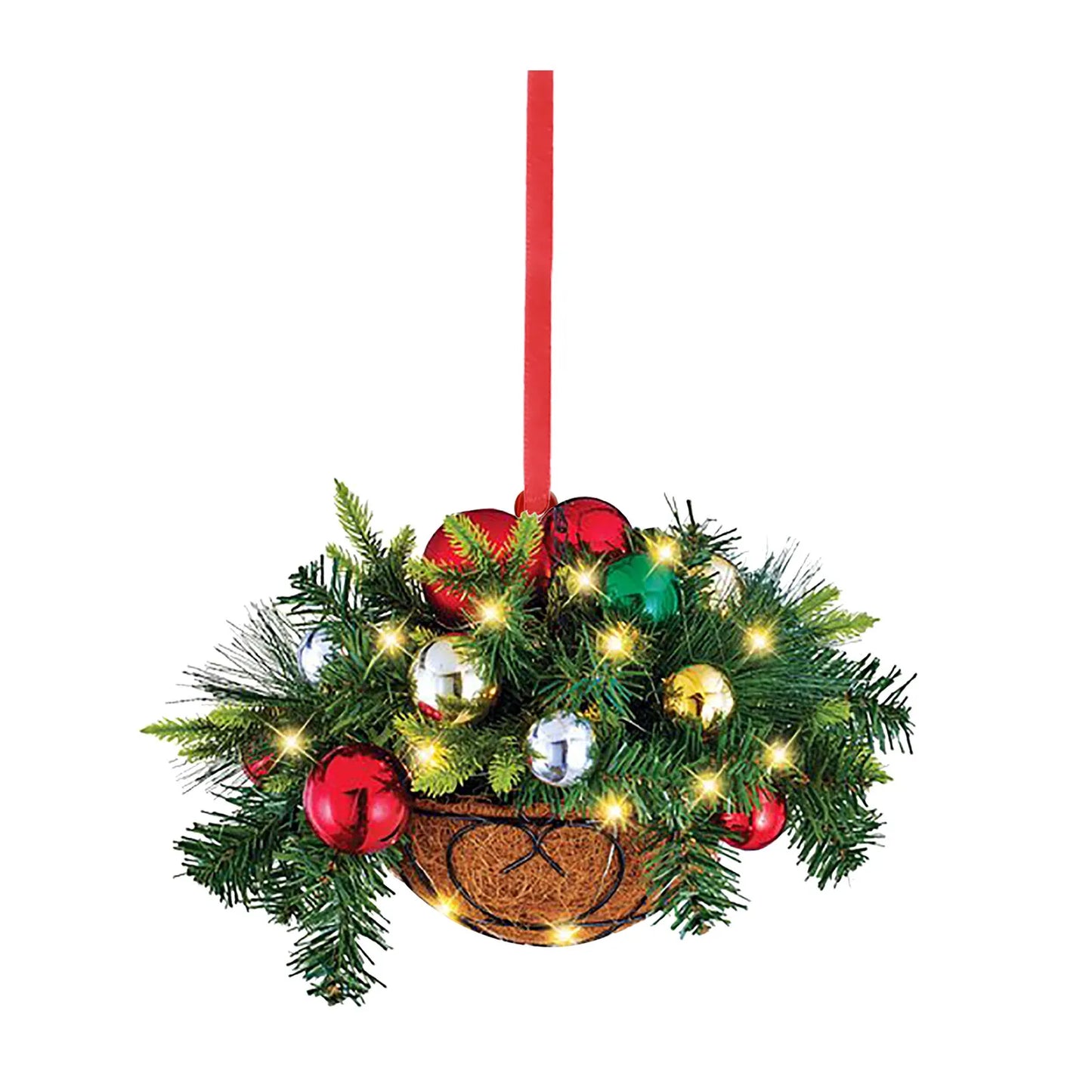 Cesta de enfeites de pendurar para árvore de Natal, decoração de pingente