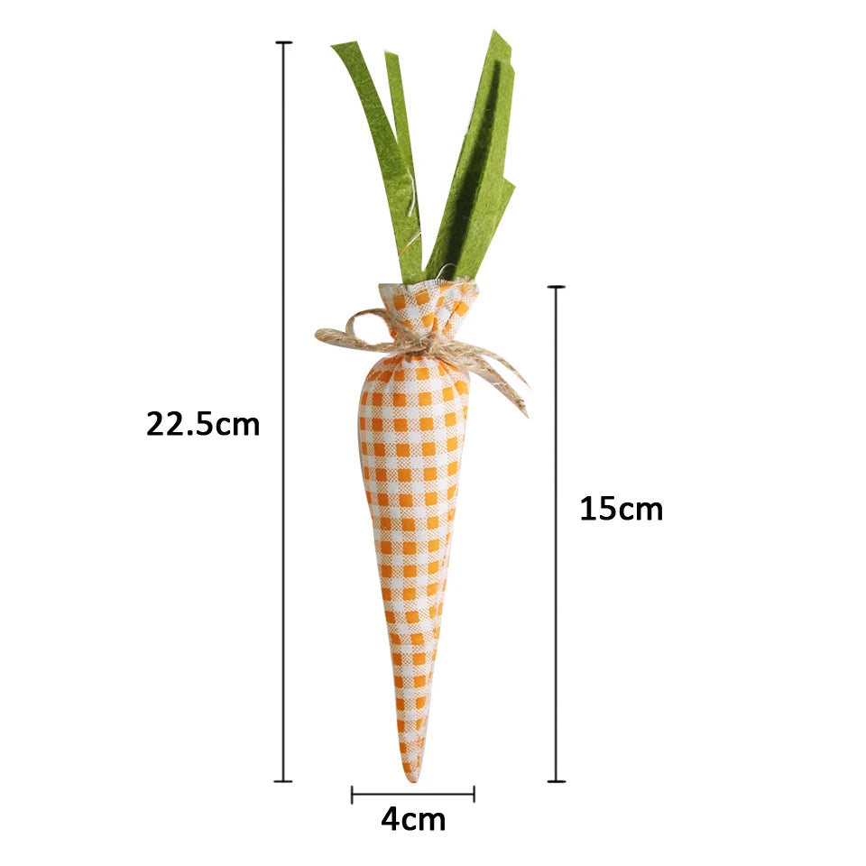 3 Peças de cenouras falsas de páscoa de 19 cm, tecido de decoração de cenoura