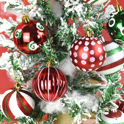 30 peças de enfeites de bolas de Natal, bolas de Natal vermelhas verdes e brancas
