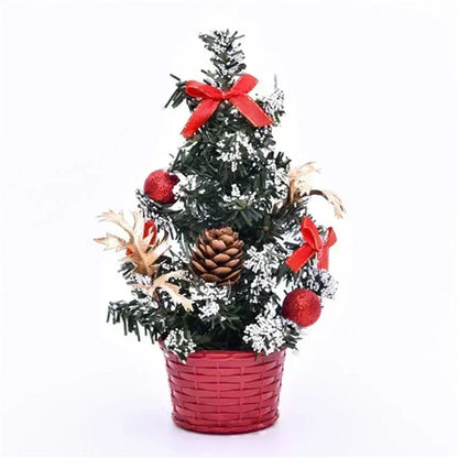 Mini árvore de Natal artificial de 20 cm pequena árvore de Natal com laço bola de Natal