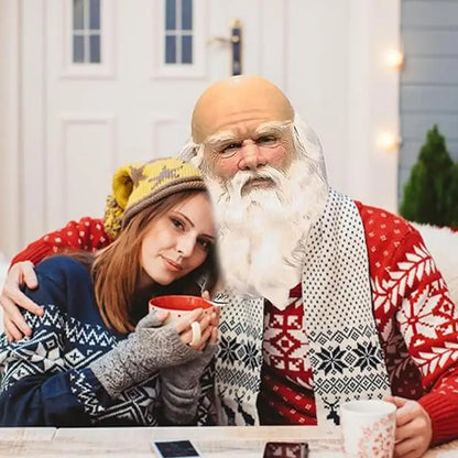 Fantasia Máscara Papai Noel com Barba Cabelo pelúcia - Natal