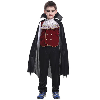 Fantasia Infantil Vampiro Drácula Criança Halloween Vestido Roupa