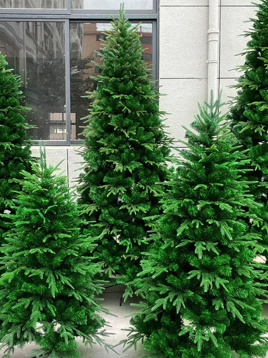 Árvore de Natal artificial PE e PVC, árvore de neve artificial com agulha intensiva suporte