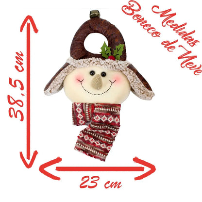 Enfeite Natal Boneco de Neve Marrom com Árvore de Natal 38,5cm, Boneco Neve Árvore