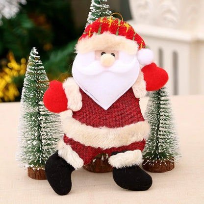 Kits Enfeites Natal Pelúcia Papai Noel e Neve Rena e Urso com Roupinha Verde e Vermelho
