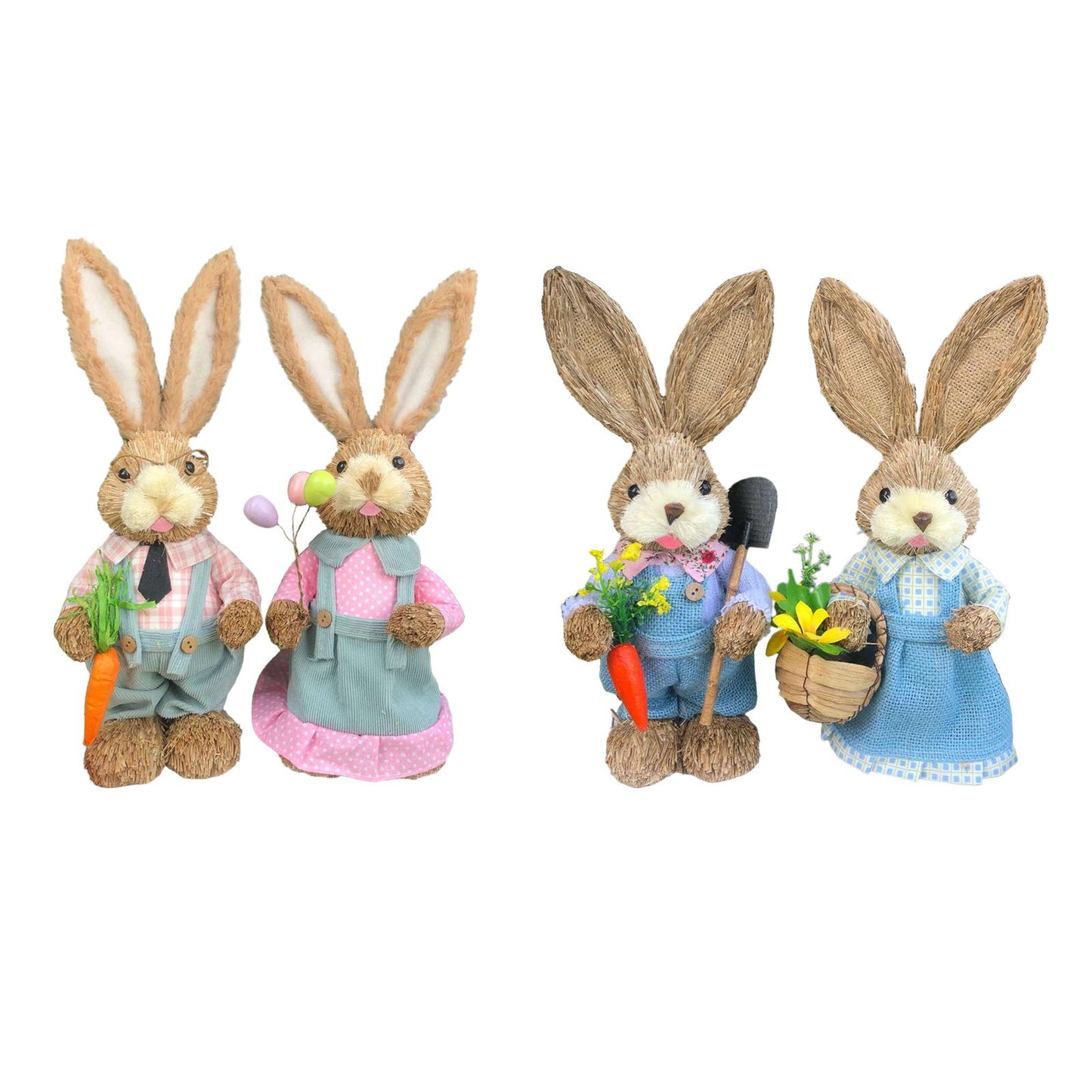 Casal De Coelhos De Páscoa Decoração Enfeite Coelhinhos - 35cm