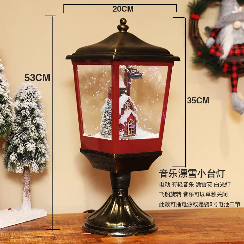 Poste lanterna natal decorativa com luz LED poste decorativo papai Noel Natal Luz e Neve