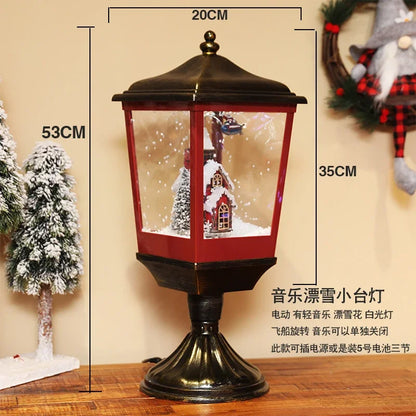 Poste lanterna natal decorativa com luz LED poste decorativo papai Noel Natal Luz e Neve