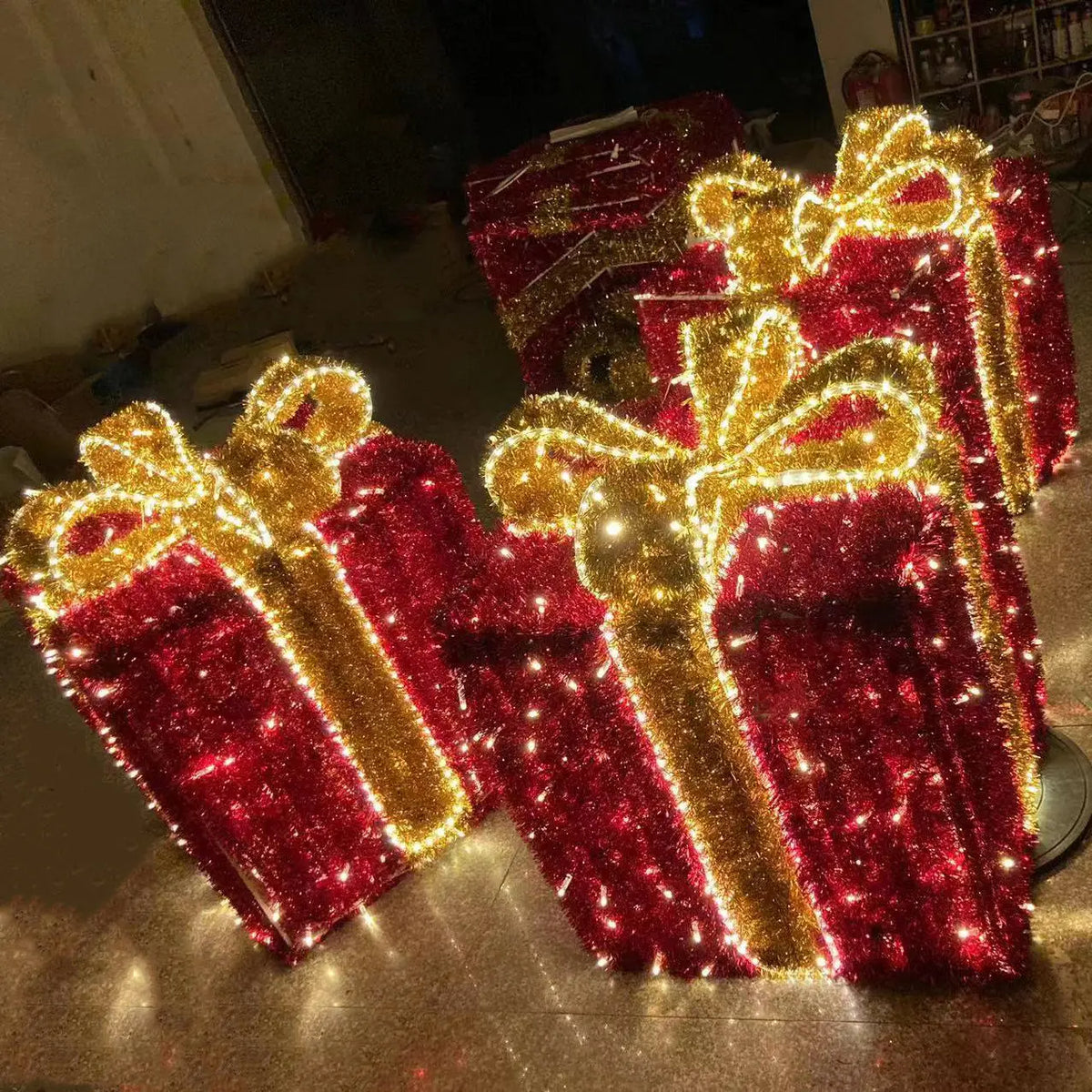 Caixa de Presente Decorativa RGB para Natal, Caixa de Presente Iluminada LED