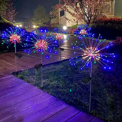 Pisca Solar Jardim Natal Fogos Artifício Luzes LEDs Colorido Luzes Decorativas Solares