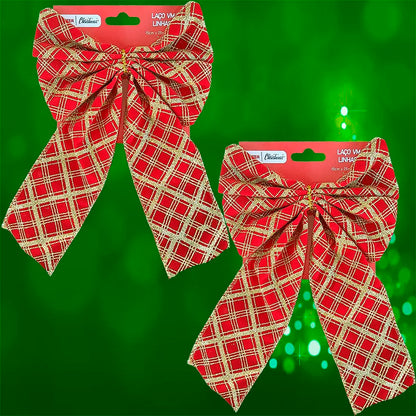 Kit Enfeite Árvore de Natal Laço, Lacinho Glitter Dourado para Decoração de Natal
