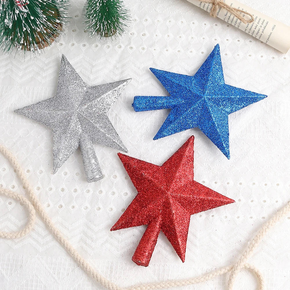 Estrela de Natal com Glitter Topo de árvore de estrela com glitter, 15cm, decoração Natal