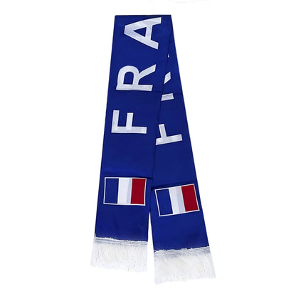 Cachecol de cetim para Copa do Mundo de torcedor de futebol com borla, ideal eventos