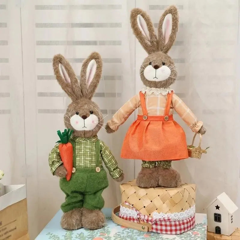Coelho Páscoa Rústico Conjunto de 2 decoração páscoa estátuas coelho 59cm decoração