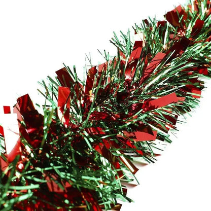 Festão de Natal Metálico com Detalhes de Árvores e Flocos de Neve em Vermelho e Branco