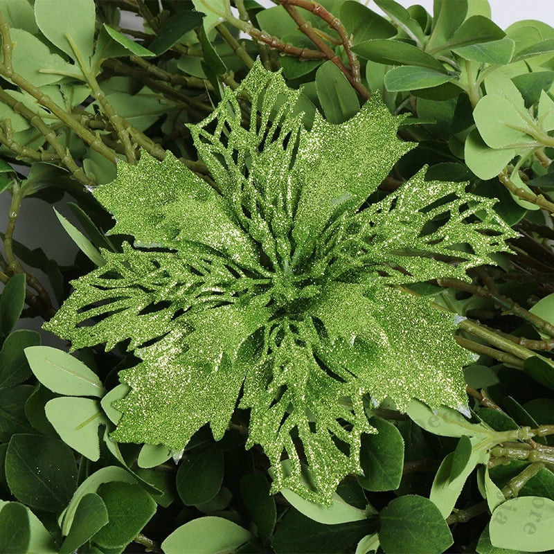 Flores pingente glitter natal 10 Peças natal de simulação de plástico decorativa de flores