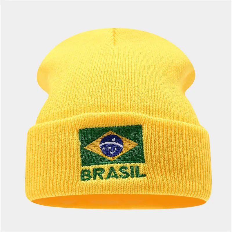Gorro Copa do Mundo Gorro Brasil Bordado Copa Do Mundo Unissex Outono Inverno