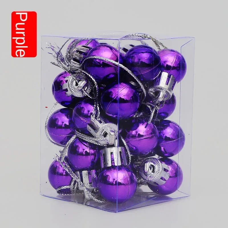 Mini Bola Decoração De Árvore De Natal 24 Peças De Pingente De Natal 2 Cm, Decoração