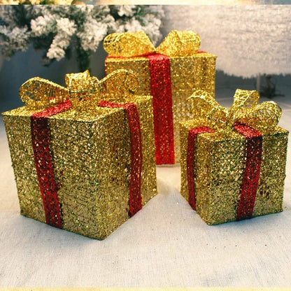 Caixas de presente, decorações de Natal, conjunto de 3 caixas vermelhas festa e feriado