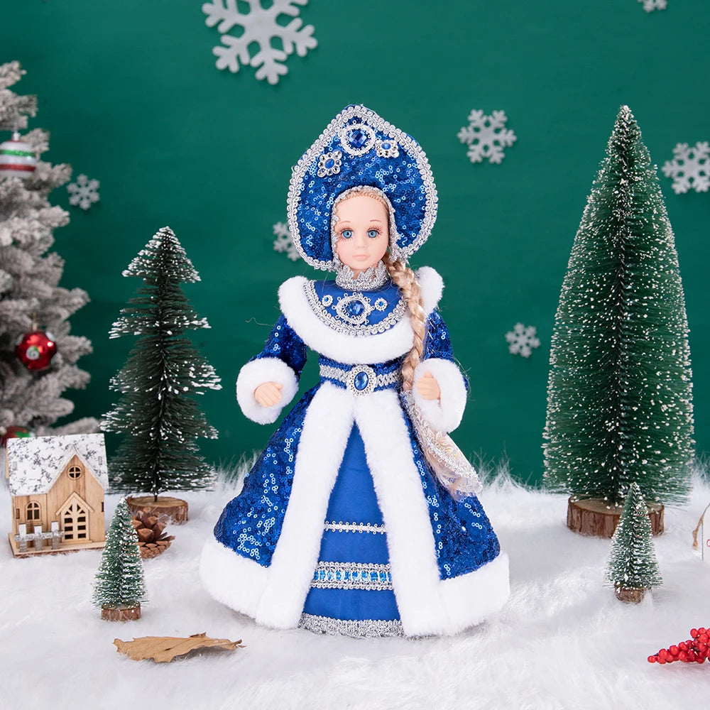 Papai Noel Grande Muñeco Cajado Azul Claro Figura do Papai Noel Ded Moroz Natalino