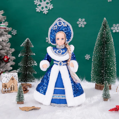 Papai Noel Grande Muñeco Cajado Azul Claro Figura do Papai Noel Ded Moroz Natalino