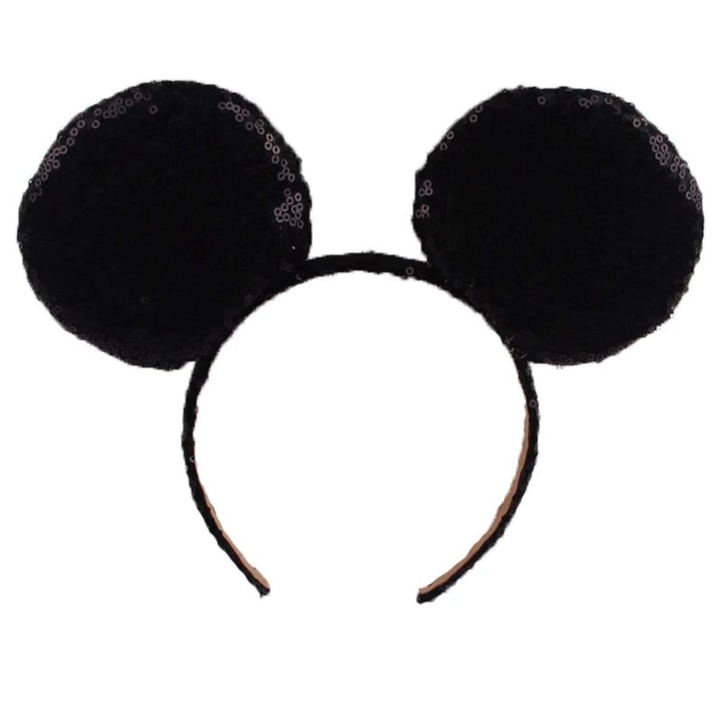 Tiara de orelhas de Disney iluminada de luxo com laço piscante e estampa de bolinhas
