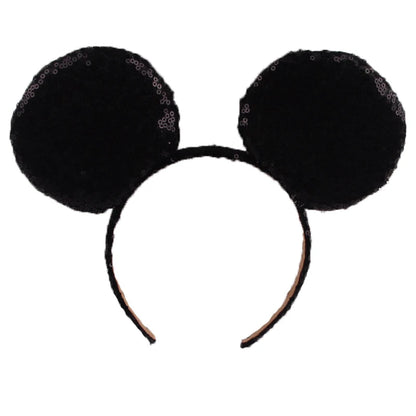 Tiara de orelhas de Disney iluminada de luxo com laço piscante e estampa de bolinhas