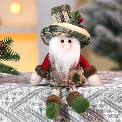 Boneco Conjunto de 1/2 Bonecos de Pelúcia Vintage do Papai Noel e do Boneco de Neve