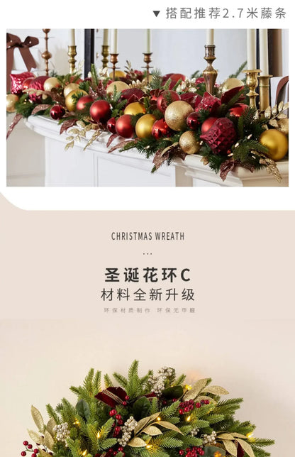 Guirlanda de Natal para porta da frente, decoração de guirlanda de Natal, guirlanda Natal