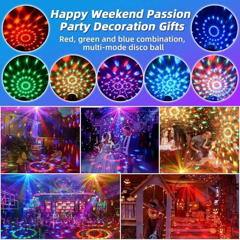 Mini Globo de Luz LED RGB Bola Maluca Iluminação Festa Natalino Som e Controle Remoto