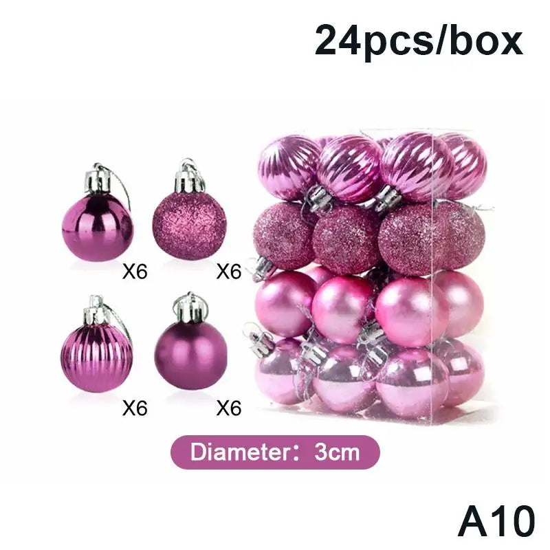 Bolas de Natal 24 Peças de Enfeites de Bola de Natal de (3cm)/6cm*6cm*6cm*6cm Natal