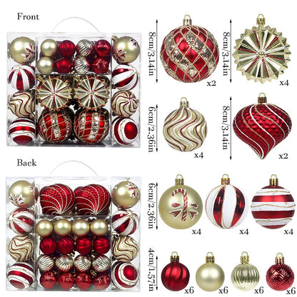 Bola de Natal 48 Peças de Enfeites de Bolas de Natal Criativos Vermelho Estilo Retrô