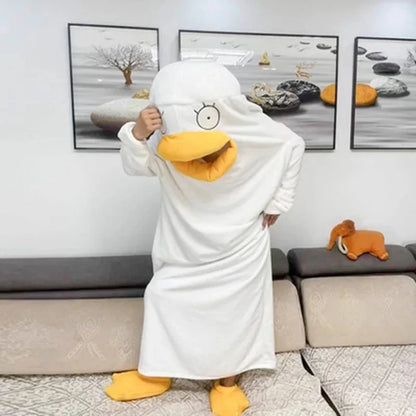 Fantasia Adulto Pintinho Pijama para Adulto - Traje Cosplay de Pelúcia Pato Flanela Traje