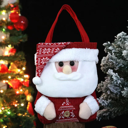 Sacolinha de Natal para Doces Lembrancinha Feltro 3D - 29x22cm, Kit Sacolas Natalinas de Tecido