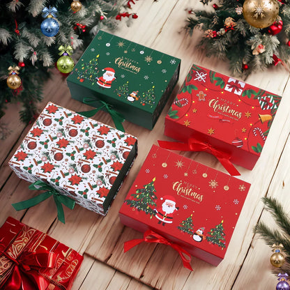 Caixa de Presente Dobrável de Natal em Papel Rígido com Tampa Caixa de Presente de Natal