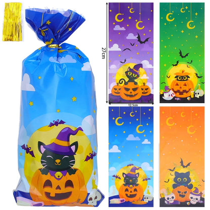 Sacos de celofane de Halloween, 50 unidades de sacos de doces de Halloween 50 peças