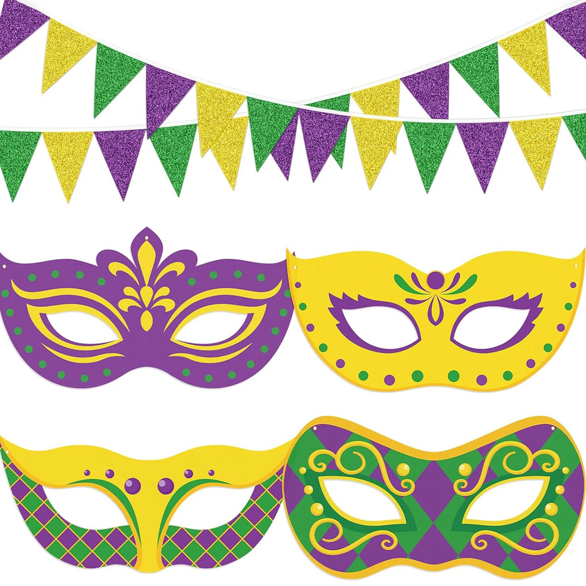 Máscara Carnaval Decorativo Temático de Carnaval Carnaval Bandeirolas Coloridas Bandeirinhas Triangulares