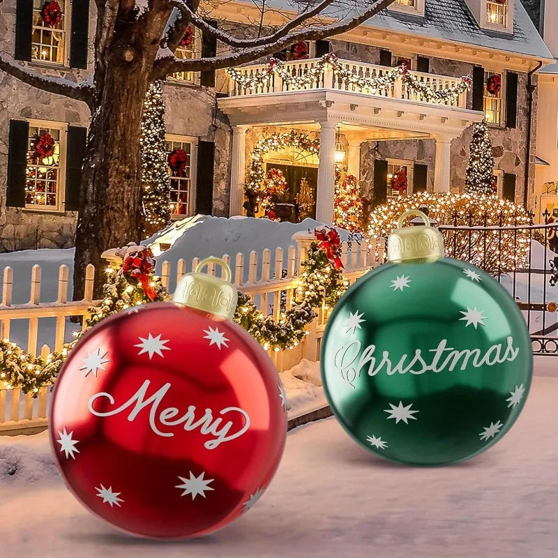 Bola De Natal Inflável 60CM PVC Ao Ar Livre 2 Unidades Bola De Natal Inflável