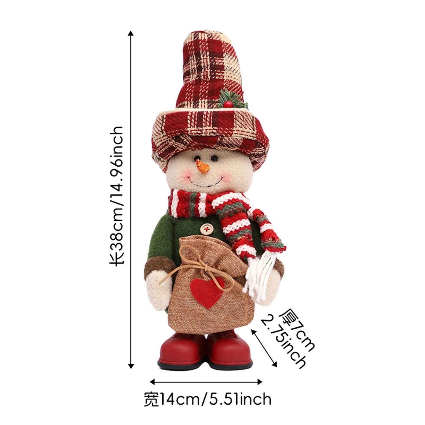 Kit boneco Papai Noel Boneco de Neve Rena Natal Boneco de Natal em pé - boneca retrátil