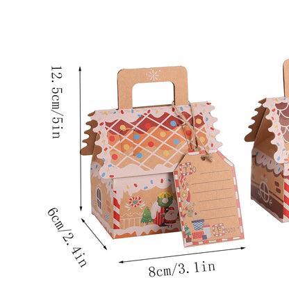 Caixas de biscoito de Natal Kraft, pacote com 5 caixas em forma casa, caixas presente