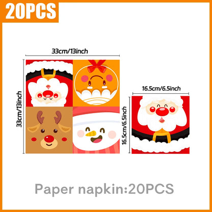 kits Enfeites Natal 40 Pratos Descartáveis Natal 23cm 40 peças 9 Polegadas Conjunto de Pratos Descartáveis