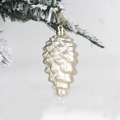 Decoração de Natal Lindo 8 Peças Pingentes de Pinha com Cordão Brilhante cor Brilhante